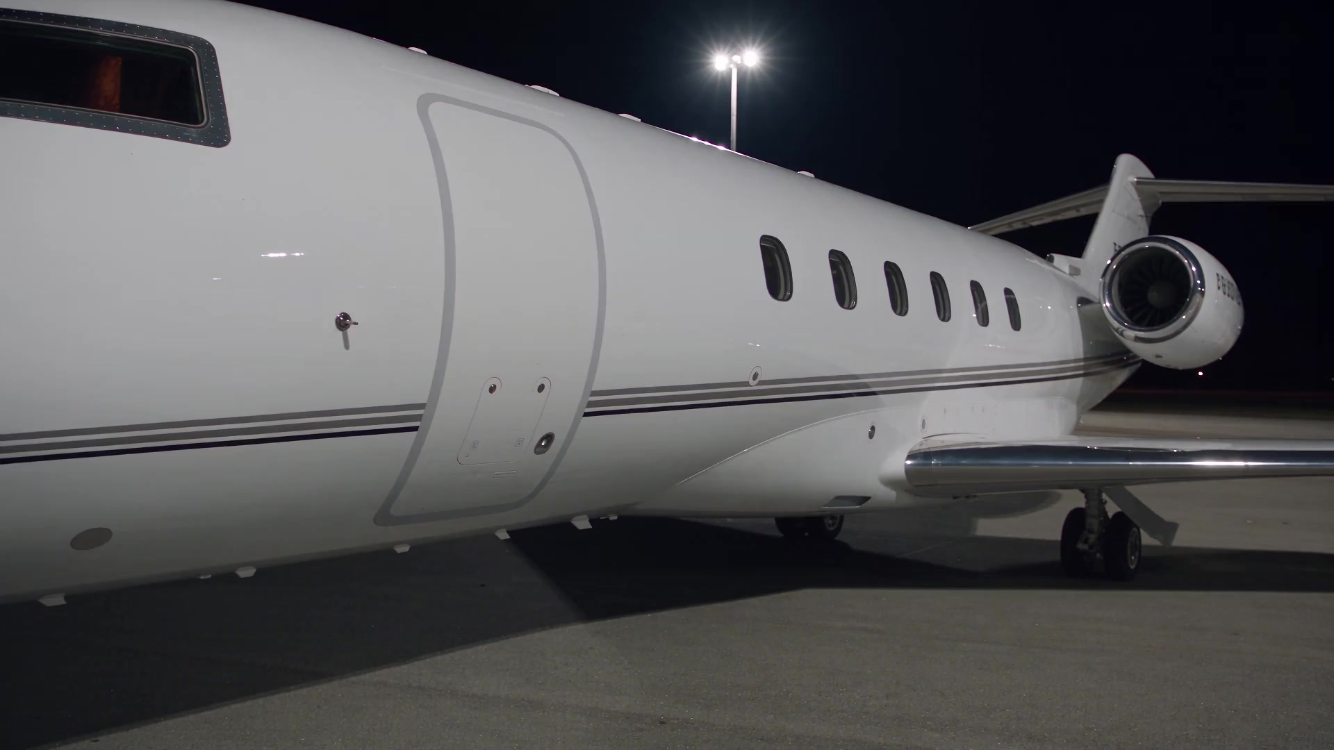 A close view of the private jet entrance